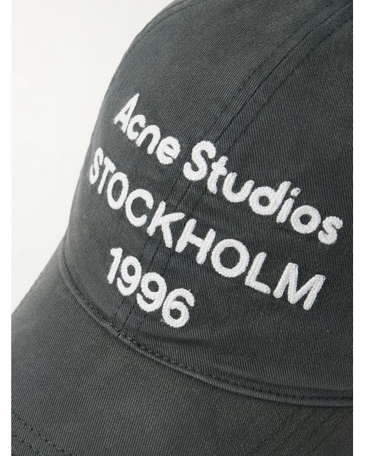 Logo-Embroidered Cotton-Twill Baseball Cap di Acne in Black da Uomo