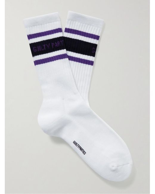 Wacko Maria White Type-2 Striped Logo-jacquard Cotton-blend Socks for men