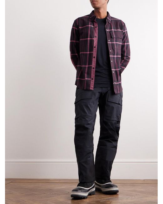 Aztech Mountain Purple Loge Peak Checked Brushed Cotton-blend Flannel Shirt for men