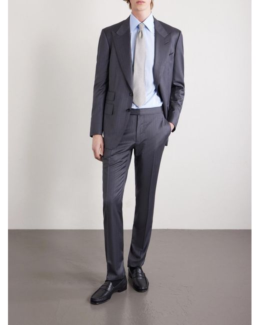 Cotton-Poplin Shirt di Tom Ford in Blue da Uomo