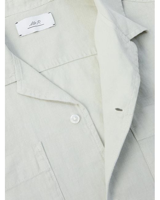 Mr P. White Convertible-Collar Garment-Dyed Linen Shirt for men