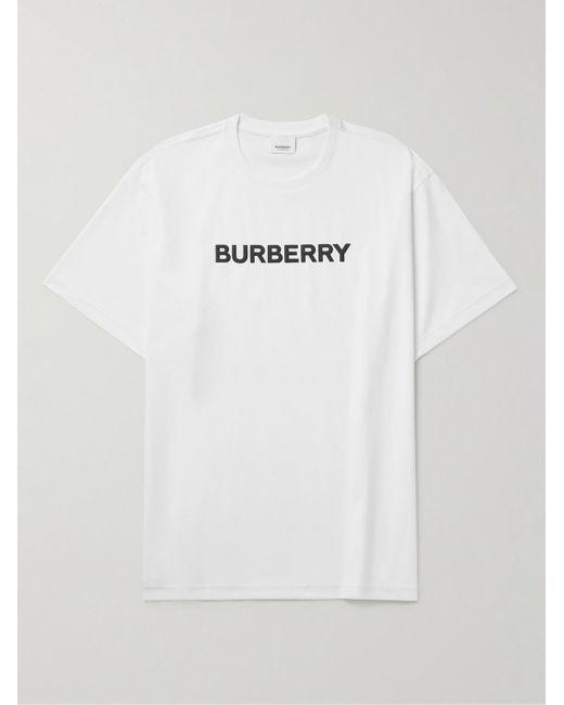 T-shirt in jersey di cotone con logo di Burberry in White da Uomo