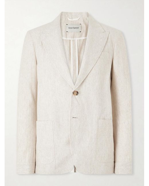 Oliver Spencer Natural Tillman Herringbone Cotton And Linen-Blend Suit Jacket for men