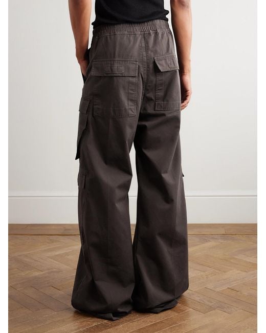 Rick Owens Brown Drkshdw Wide-Leg Cotton Drawstring Cargo Trousers for men