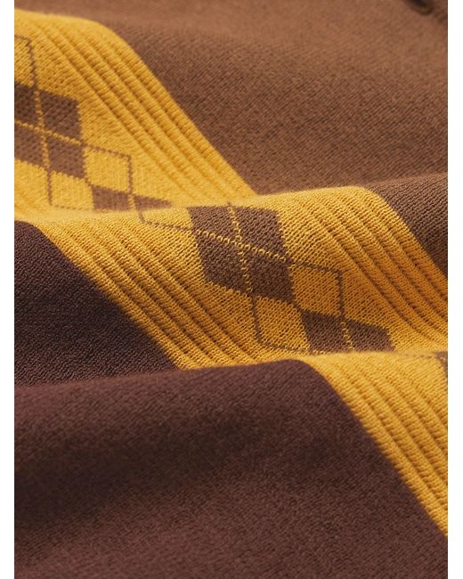 Beams Plus Brown Argyle Cotton Polo Shirt for men