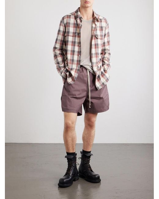 Rick Owens Purple Boxer Straight-leg Stretch-cotton Canvas Drawstring Shorts for men