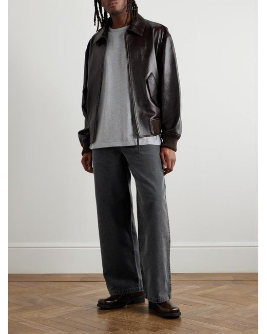 Our Legacy Gray Stern Straight-Leg Belted Cotton And Linen-Blend Canvas Trousers for men