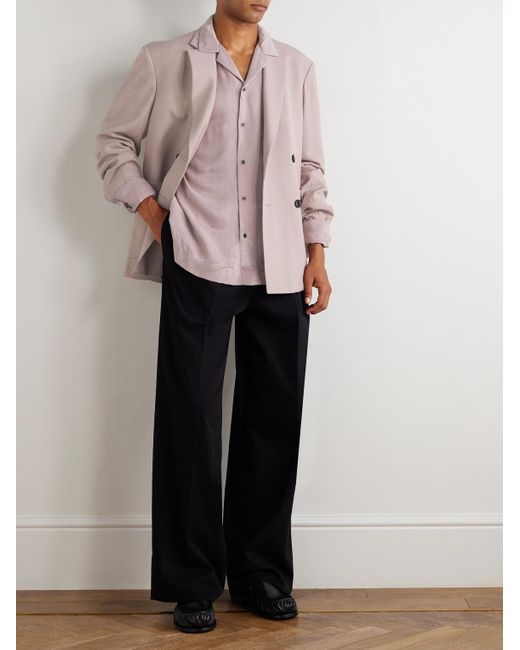 Dries Van Noten Hemd aus vorgewaschenem glänzendem Twill mit Reverskragen in Pink für Herren