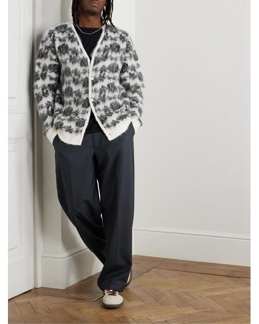 Needles Natural Rose Floral-Intarsia Mohair-Blend Cardigan for men