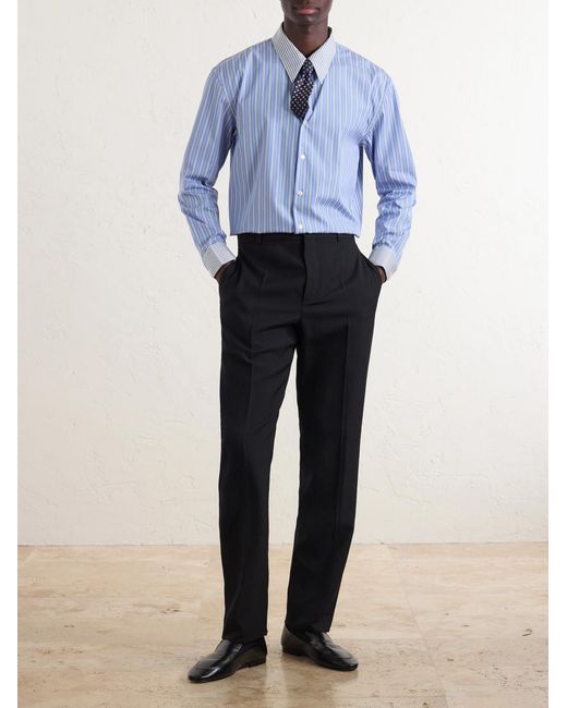 Saint Laurent Blue Striped Cotton-poplin Shirt for men