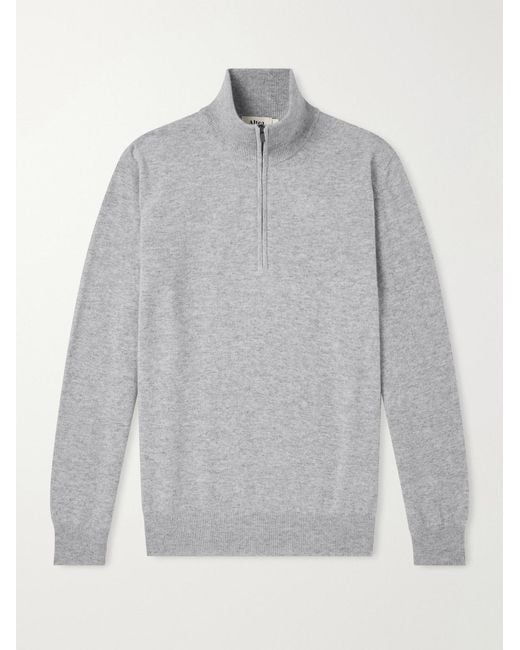 Altea Gray Virgin Wool Half-zip Sweater for men