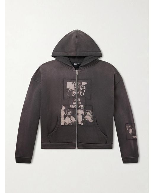 Enfants Riches Deprimes Gray God With Revolver Printed Cotton-jersey Zip-up Hoodie for men
