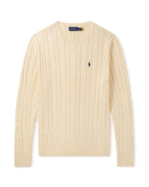 Polo Ralph Lauren Natural Logo-embroidered Cable-knit Cotton Sweater for men