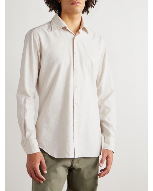 Slowear White Glanshirt Slim-fit Cotton-twill Shirt for men
