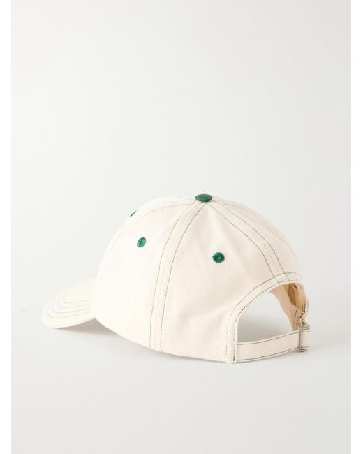 Drake's Natural Embroidered Cotton-twill Cap for men
