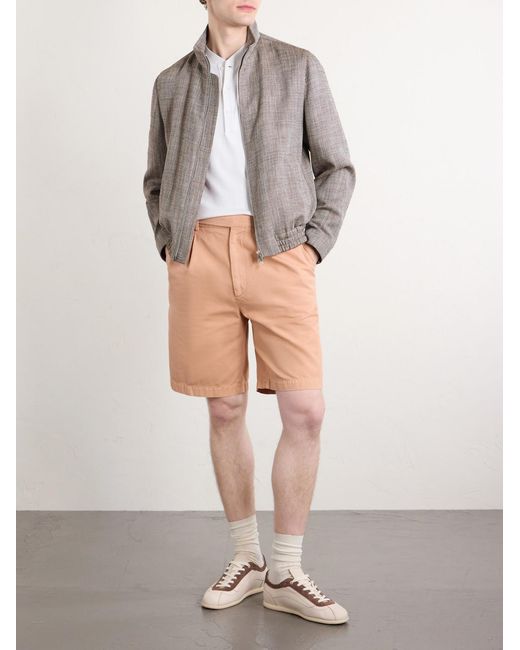 Brunello Cucinelli Gray Herringbone Bomber Jacket for men