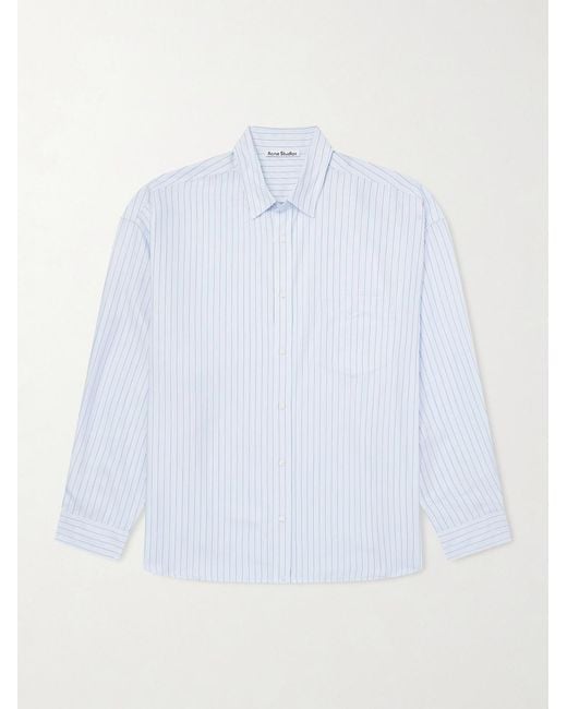 Acne White Pinstriped Lyocell Shirt for men