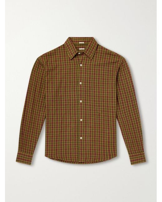Massimo Alba Brown Boxy Checked Cotton Shirt for men