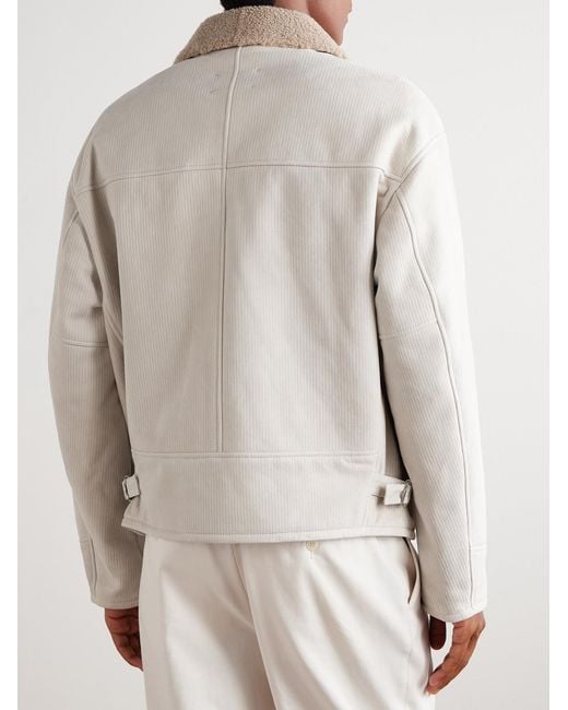 Brunello Cucinelli Natural Slim-fit Ribbed Shearling Jacket for men