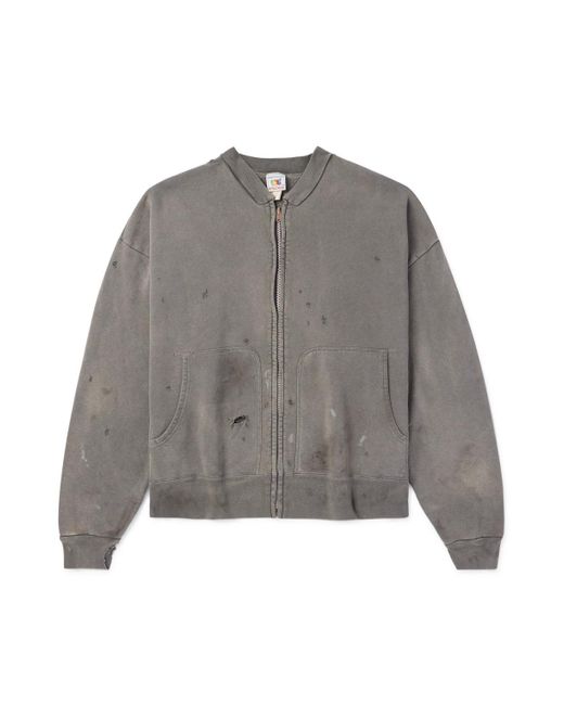 SAINT Mxxxxxx Gray Distressed Cotton-jersey Bomber Jacket for men