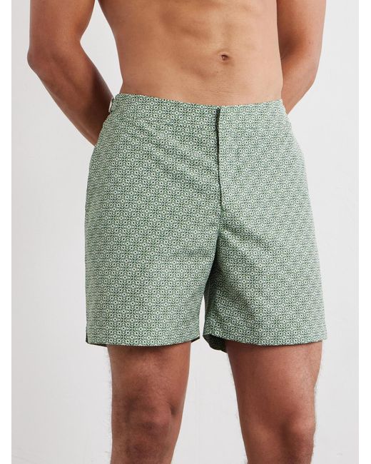 Orlebar Brown Blue Bulldog Portico Straight-Leg Mid-Length Printed Swim Shorts for men