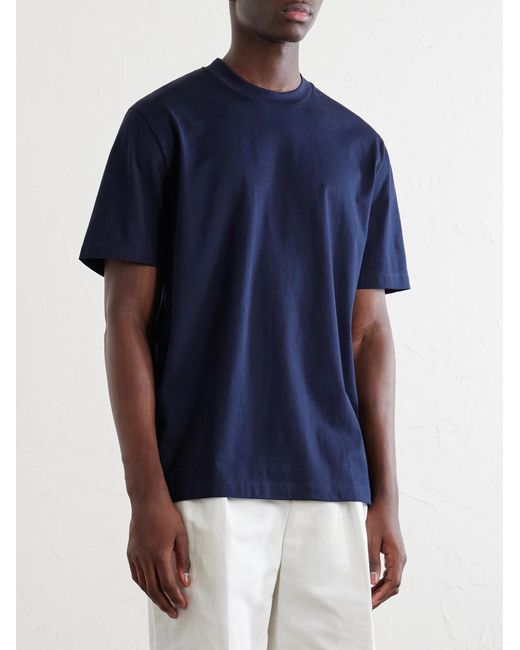 Brioni Blue Cotton-Jersey T-Shirt for men