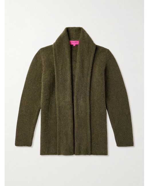 The Elder Statesman Green Shawl-Collar Cashmere Cardigan for men