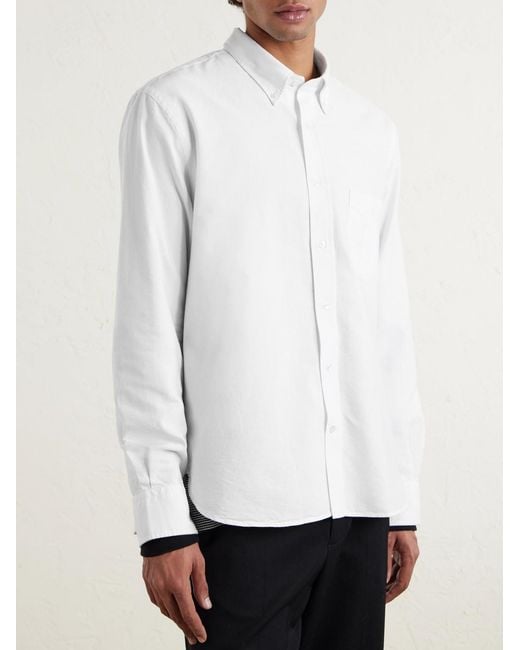 Officine Generale White Button-Down Collar Cotton Oxford Shirt for men