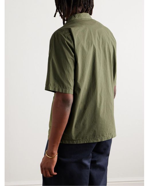 Camicia in popeline di cotone con colletto aperto di Aspesi in Green da Uomo