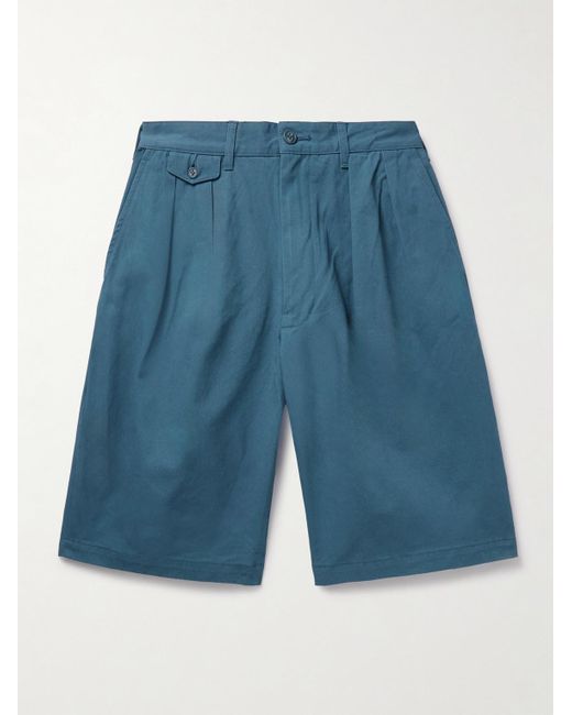 Beams Plus Weit geschnittene Shorts aus Baumwoll-Twill mit Falten in Blue für Herren