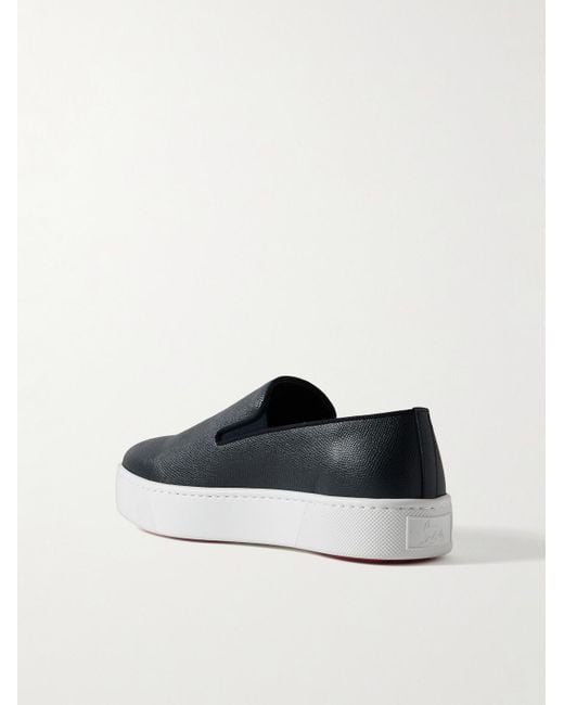 Christian Louboutin Blue Boatissimo Cross-Grain Leather Slip-On Sneakers for men
