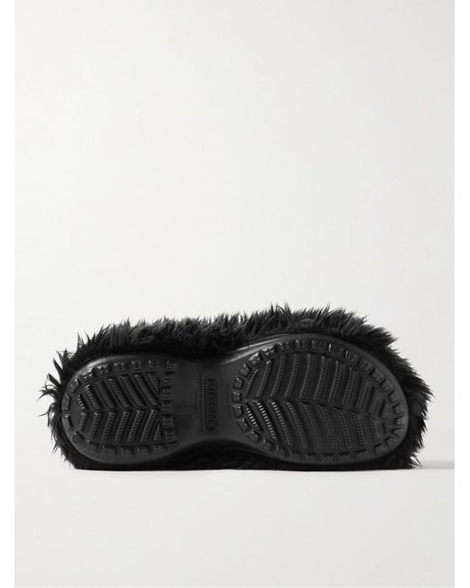 Balenciaga Black Crocstm Faux Fur Eva Clogs for men