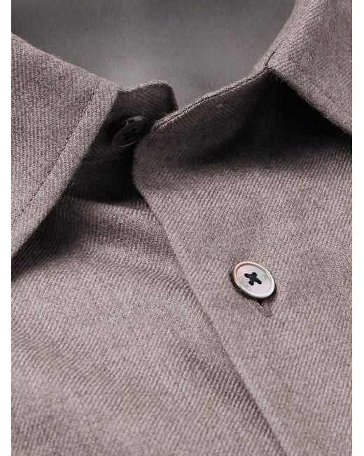 Auralee Gray Wool-Twill Shirt for men