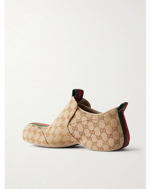 Gucci Natural Manhattan Web-Trimmed Gg-Canvas Sneakers for men