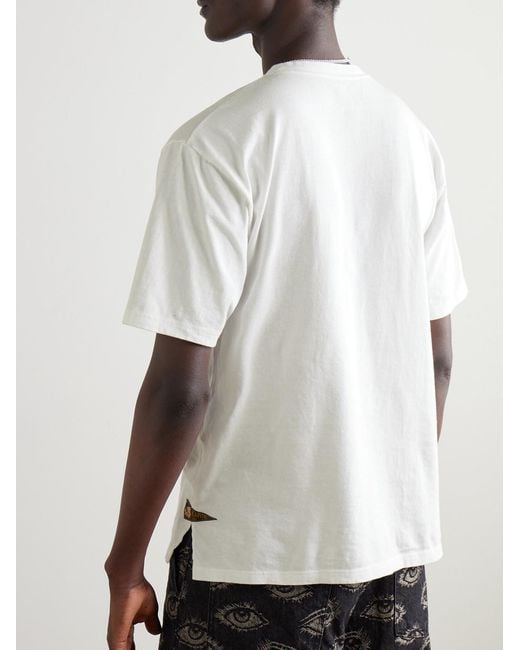 Kapital White Logo-Appliquéd Cotton-Jersey T-Shirt for men