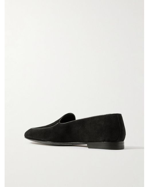 Manolo Blahnik Modena Loafers aus Veloursleder mit Lederbesatz in Black für Herren