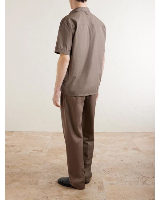 Canali Gray Camp-collar Cotton Shirt for men