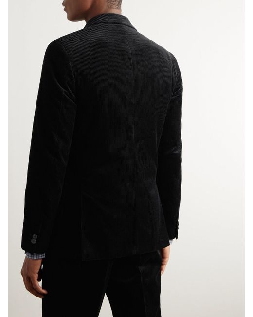 Mr P. Black Double Breasted Cotton And Cashmere-blend Corduroy Blazer for men