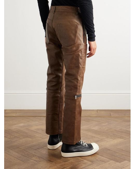 Rick Owens Schmal geschnittene Hose aus Leder in Brown für Herren