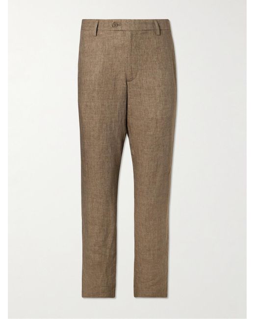 Frescobol Carioca Natural Affonso Tapered Linen Suit Trousers for men