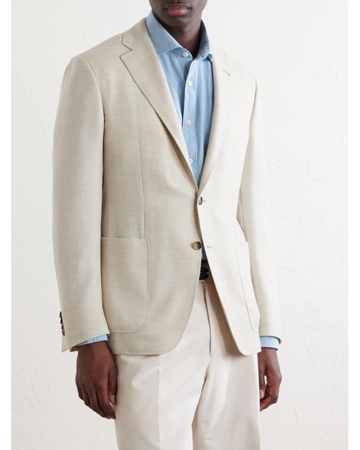 Canali Natural Kai Herringbone Wool, Linen And Silk-Blend Blazer for men