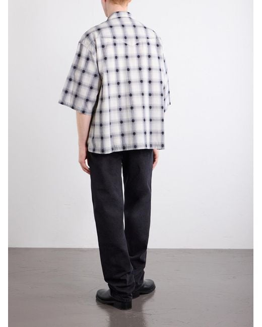 Kapital White Camp-Collar Checked Cotton Western Shirt for men
