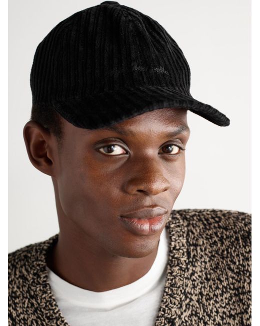 Massimo Alba Black Chance Logo-Embroidered Cotton-Blend Corduroy Baseball Cap for men