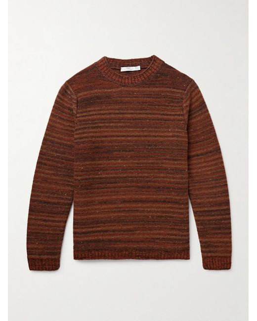 Inis Meáin Brown Striped Merino Wool And Cashmere-Blend Sweater for men