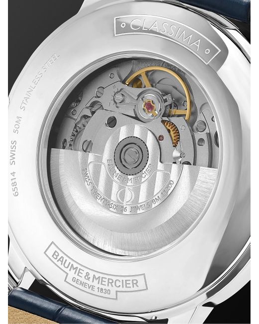 Baume & Mercier Black Classima Automatic 42Mm Stainless Steel And Alligator Watch, Ref. No. 10333 for men