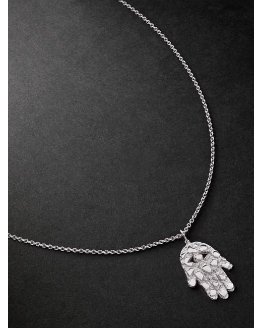 Sydney Evan Black Large Nugget Hamsa 14-Karat Necklace for men
