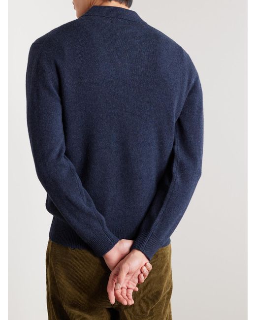 Beams Plus Blue Wool Polo Shirt for men