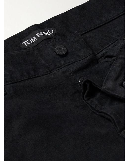 Tom Ford Schmal und gerade geschnittene Hose aus Moleskin aus einer Baumwollmischung in Black für Herren