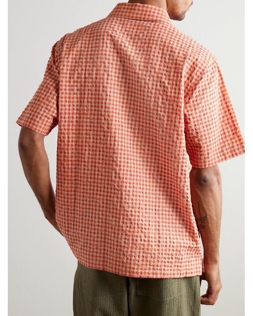 Folk Pink Gabe Cotton-blend Seersucker Shirt for men