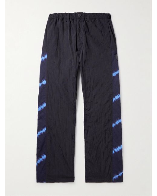 Blue Blue Japan Blue Straight-leg Tie-dyed Panelled Nylon Trousers for men
